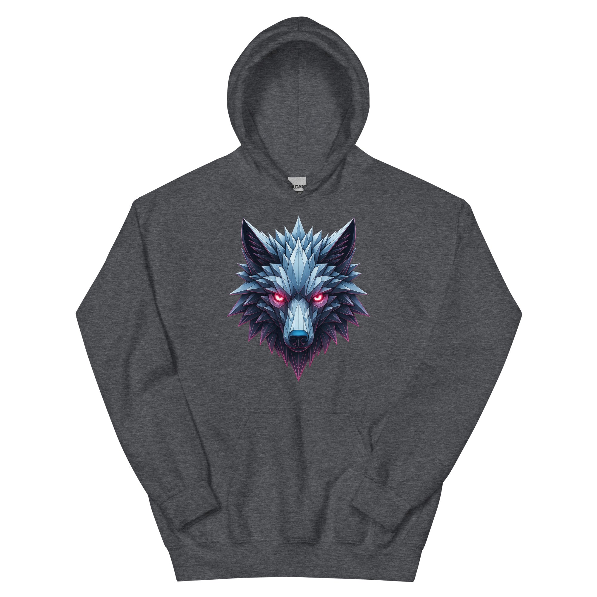Dark gray Chrome Apex Wolf Hoodie featuring shattered-ice chrome wolf design.