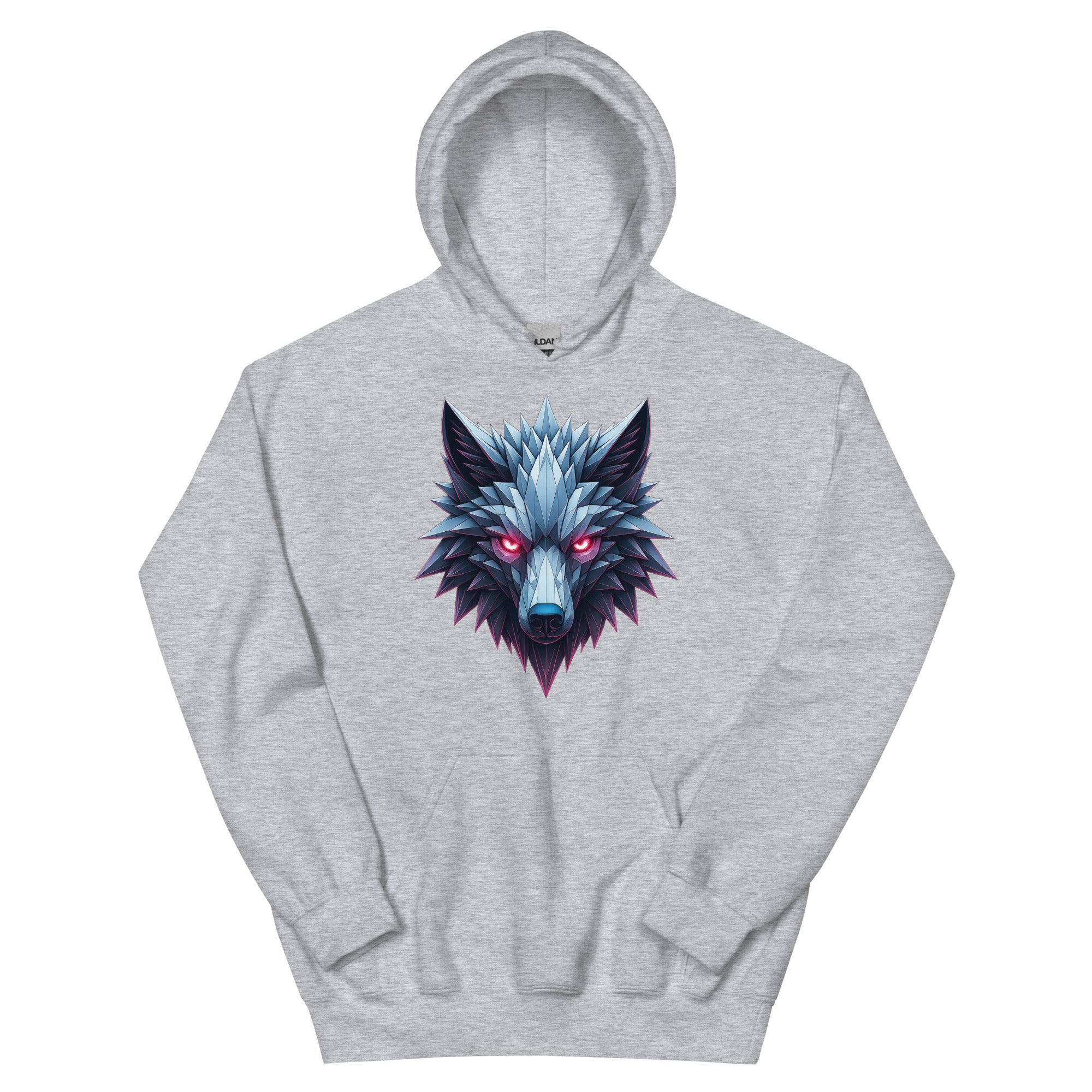 Light gray Chrome Apex Wolf Hoodie with chrome icy wolf head artwork.
